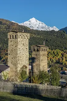 Mestia Prints: Defensive towers in Mestia, Upper Svaneti (Zemo Svaneti), Georgia