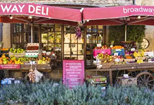 Shops Prints: Deli in the Cotswold village of Broadway, Worcestershire, UK