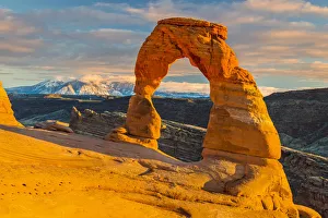Natural Arch Prints: The Delicate Arch at sunset, Arches National Park, Utah, USA