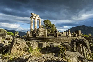 The Delphic Tholos in the archeological site of Delphi, Phocis, Greece