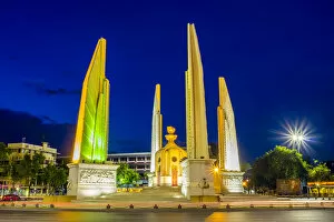 Democaracy Monument at night Bangkok, Thailand