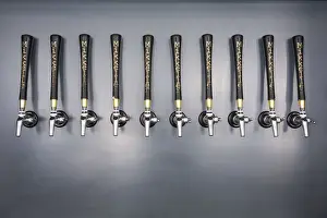 Denmark, Hillerod, Copenhagen. Beer Pumps at Ol & Brod, a restaurant and bar of