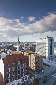 Jutland Prints: Denmark, Jutland, Aarhus, elevated view of Europaplads Square