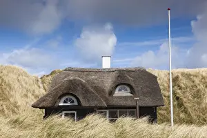 Windsurfing Prints: Denmark, Jutland, Klitmoller, windsurfing capital of Denmark, houses in dunes