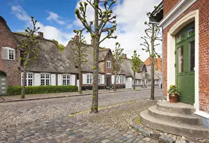 Jutland Prints: Denmark, Jutland, Mogeltonder, houses along Slotsgade Street