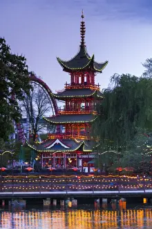 Denmark, Zealand, Copenhagen, Tivoli Gardens Amuseument Park, Chinese pavillion