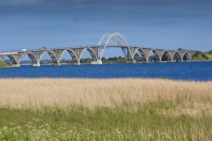 Sjaelland Prints: Denmark, Zealand, Kalvehave, bridge to Mon on Stege Bay