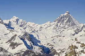 Dent d Herens and Matterhorn (seen from Val d Ayas, Valla e d Aoste)