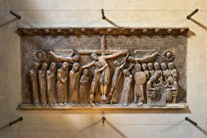 Emilia Prints: The Deposition (La Deposizione), marble bas-relief, an masterpiece of Benedetto Antelami