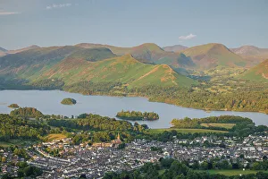 Fells Prints: Derwent Water with Cat Bells and the Lakland fells beyond, the Lake District, England