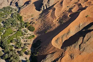 Desert & fertile land, Namib Desert, Namibia aerial view