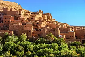 Kasbah Prints: Desert landscape- Ksar of Ait-Ben-Haddou, Ksar A√Ot Benhaddou, , Morocco