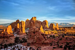 Red Rocks Prints: Desert Landscape sunset, Arches National Park, Utah, USA