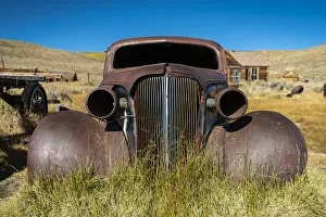 Abandoned Gallery: Deserted rusty metallic car at Bodie ghost town, Mono County, Sierra Nevada