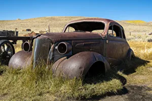 Deserted rusty metallic car at Bodie ghost town, Mono County, Sierra Nevada