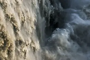 Textures Prints: Detailed view of Dettifoss waterfall in late afternoon light, Iceland