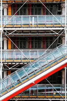 Library Prints: Details of modern plastic and iron architecture at Centre Pompidou, Paris, France