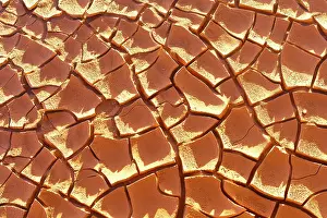 Texture Prints: Details of red cracked earth, Labyrinth Desert, Puna, Argentina