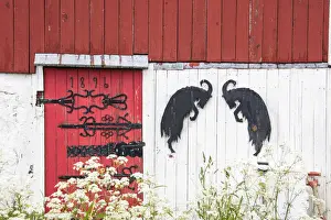 Lofoten Archipelago Prints: Details of a wooden house of fishermen also known as Rorbu Unstad Vestvagoy Lofoten Islands Norway Europe