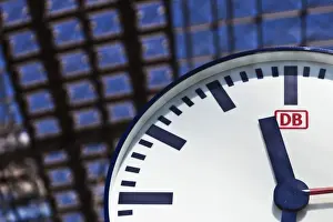 European Union Prints: Deutsche Bahn railway station clock in the Berlin Main railway station