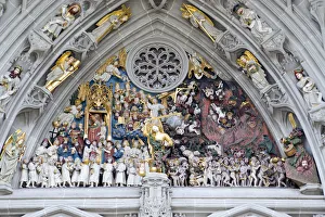 The Last Devotion carving at the entrance of the Bern Munster or Saint Vincents Cathedral The Last Devotion carving at the entrance of the Bern Munster or Saint Vincents Cathedral