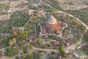 Pagodas Prints: The Dhammayazika Pagoda, surrounded by other temples and pagodas