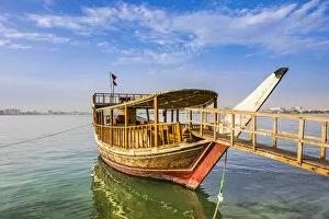 Images Dated 5th April 2019: Dhow in the harbour at West Bay, Doha, Qatar