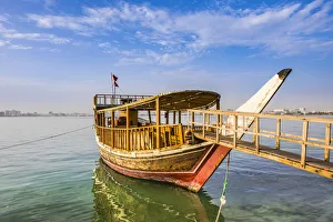 Images Dated 5th April 2019: Dhow in the harbour at West Bay, Doha, Qatar