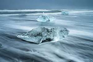 Diamond Beach Prints: Diamond Beach, Jokulsarlon Glacier Lagoon, Hofn, Iceland, Europe