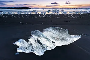 Diamond Beach Prints: Diamond Beach, Jokulsarlon Glacier Lagoon, Hofn, Iceland, Europe