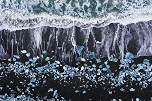Icelandic Prints: Diamond Beach, Jokulsarlon Glacier Lagoon, Hofn, Iceland, Europe