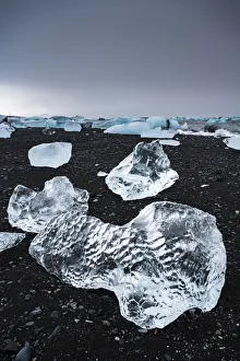 Diamond Beach Prints: Diamond Beach, Jokulsarlon Glacier Lagoon, Hofn, Iceland, Europe