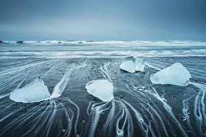 Wintertime Prints: Diamond Beach, Jokulsarlon Glacier Lagoon, Hofn, Iceland, Europe
