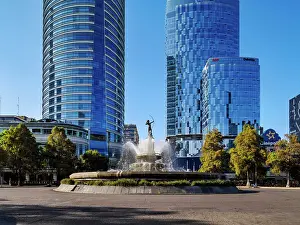 Tower Block Prints: Diana the Huntress Fountain and High-rise buildings at Paseo de la Reforma