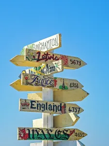Signs Prints: Directional signs on Grand Cayman in the Cayman Islands, British West Indies