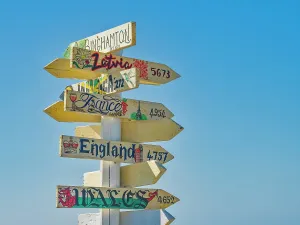 Tourist Destination Prints: Directional signs on Grand Cayman in the Cayman Islands, British West Indies