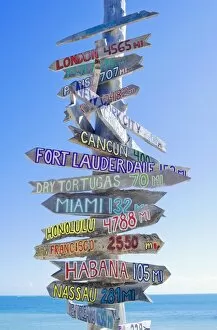 Sign Gallery: Directions signpost near seaside, Key West, Florida, USA