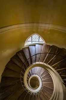 Shape Prints: Directly above view of Spiral staircase inside Church of the Assumption of Our Lady and Saint John the Baptist