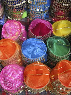 Ethnic Gallery: Display of Fez Hats, Sultanahmet, Istanbul, Turkey