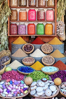 Shop Prints: Display of spices and pot-pourri at a shop in Rahba Kedima