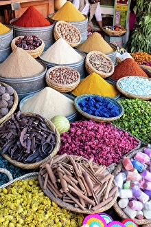 Display Prints: Display of spices and pot-pourri at a shop in Rahba Kedima