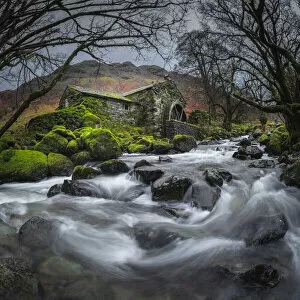 Dissused water mill, Borrowdale, Lake District National Park, Cumbria, England, UK