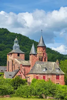 Distinctive red sandstone buildings in Collonges-la-Rouge, Correze, Limousin