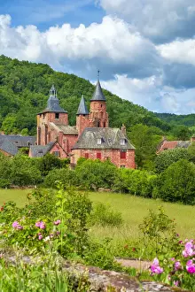 Distinctive red sandstone buildings in Collonges-la-Rouge, Corraze, Limousin, France
