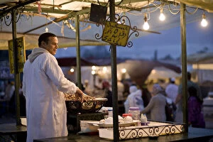 Images Dated 29th March 2021: Djemaa el-Fna at night, Marrakesh, Morocco, Africa