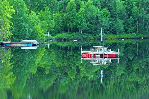 La Belle Province Prints: Dock at Lac Long St-Mathieu-du-Parc, Quebec, Canada