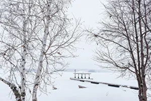 Dock Prints: Dock in winter on Lake of Bays Near Baysville, Ontario, Canada