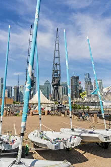 Images Dated 16th August 2022: Docklands sailing and watersports centre, Millwall Outer Dock, Canary wharf, London, England, Uk