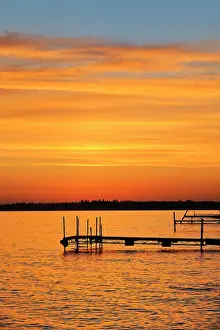 Manitoba Prints: Docks on Clearwater Lake at sunrise Clearwater Lake Provincial Park, Manitoba, Canada