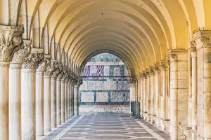 Doges palace arcade, St Marks square, Venice, Veneto, Italy